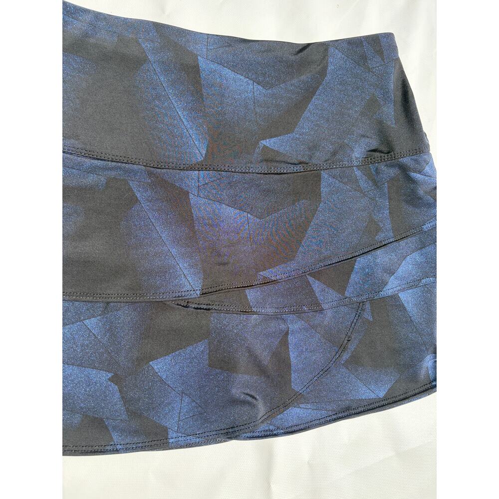 Lucky in Love Blue Black Shimmery Ruffled Tiered Layer Tennis Skirt Sz M (8-10) - Picture 5 of 7